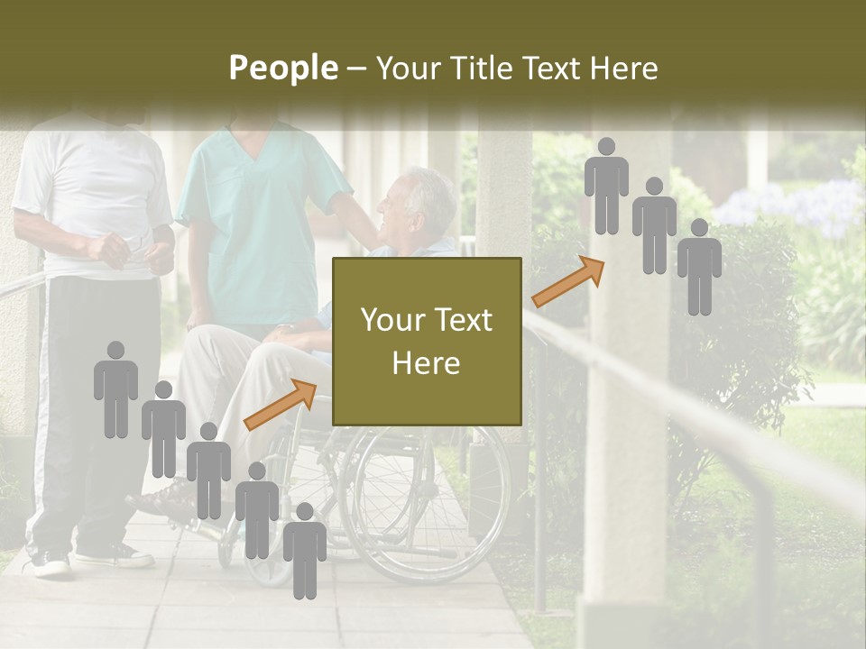 A Woman In A Wheelchair Talking To A Man In A Green Shirt PowerPoint Template