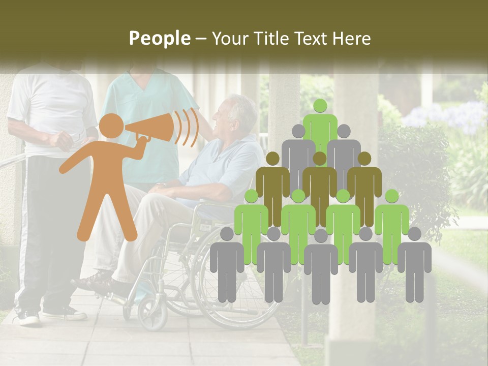 A Woman In A Wheelchair Talking To A Man In A Green Shirt PowerPoint Template
