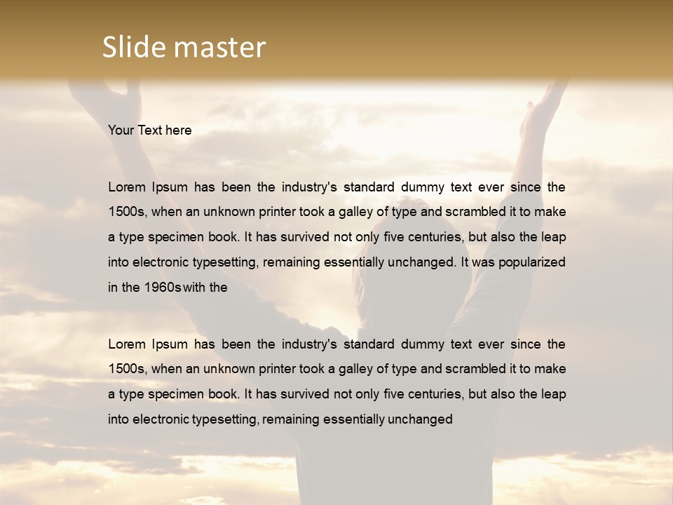 A Man Raising His Arms In The Air PowerPoint Template