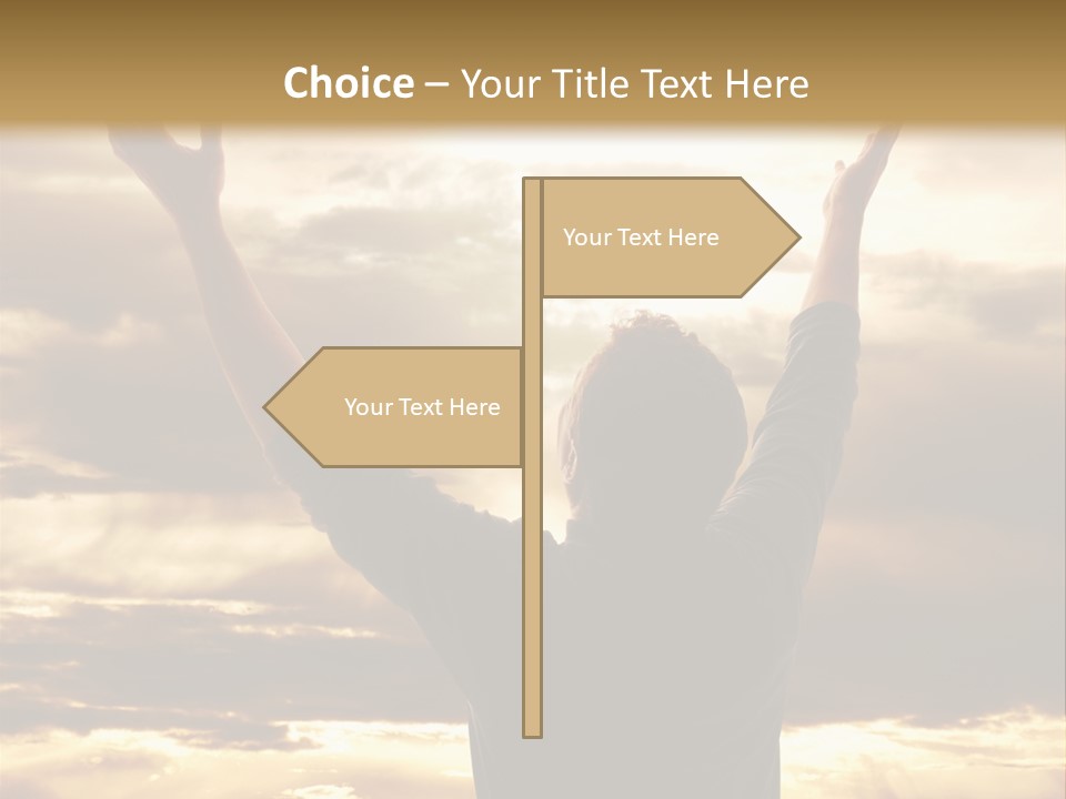 A Man Raising His Arms In The Air PowerPoint Template