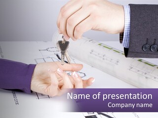 A Person Handing A House Key To Another Person PowerPoint Template