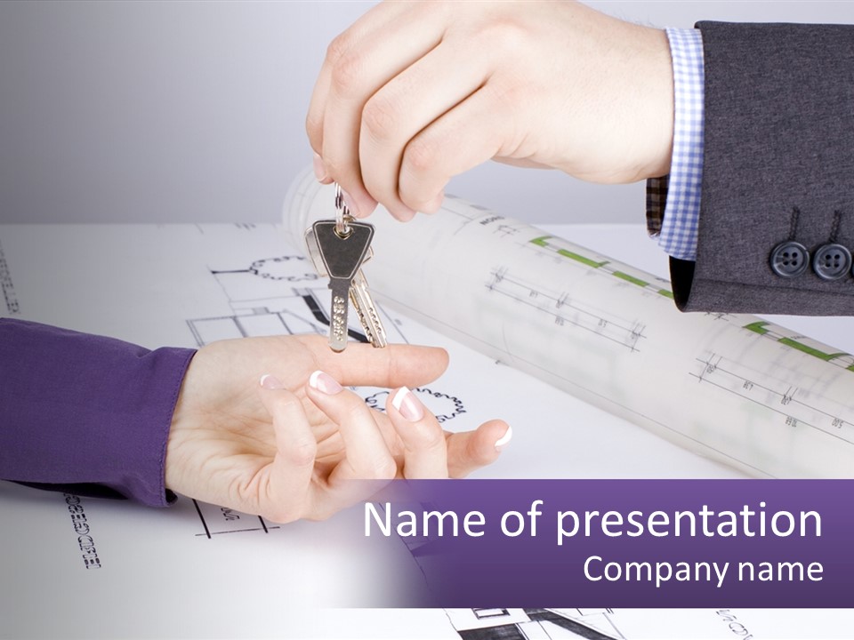 A Person Handing A House Key To Another Person PowerPoint Template