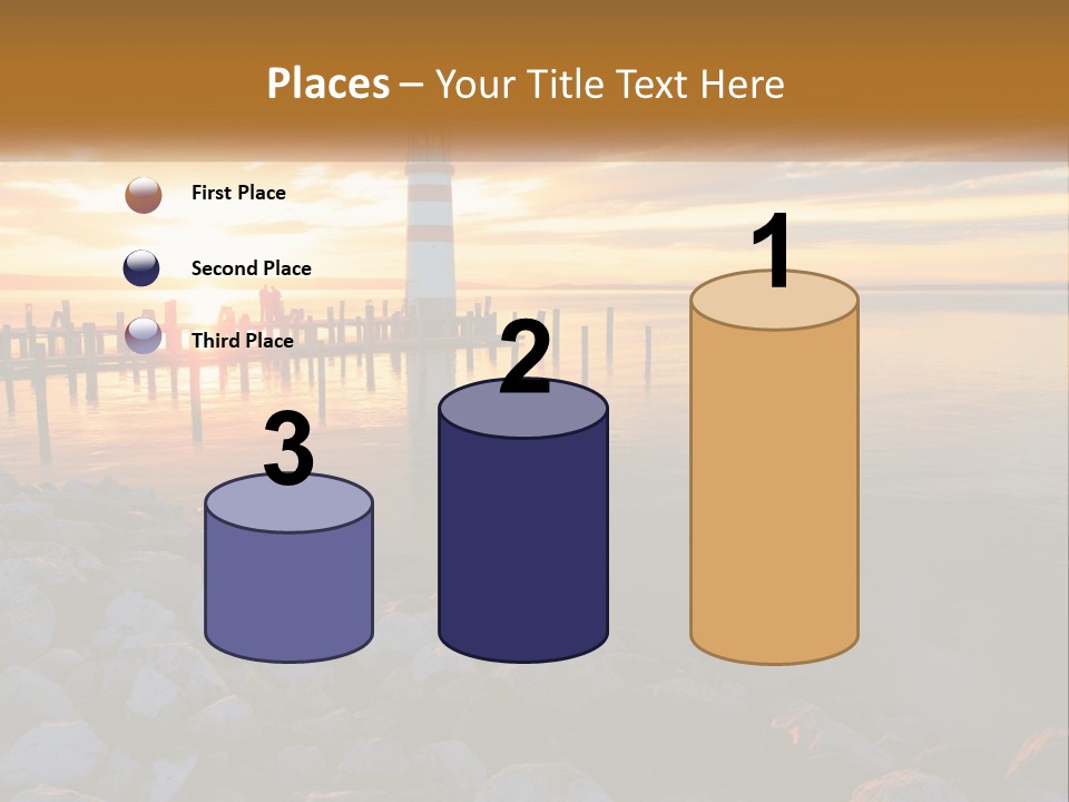 A Red And White Light House Sitting On Top Of A Body Of Water PowerPoint Template