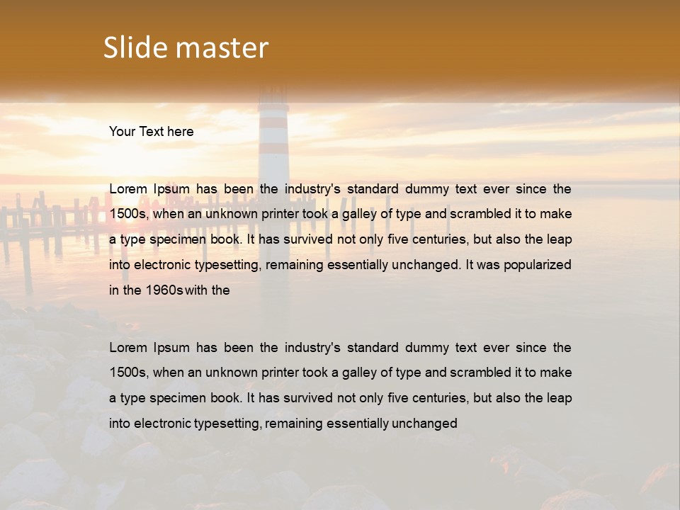 A Red And White Light House Sitting On Top Of A Body Of Water PowerPoint Template