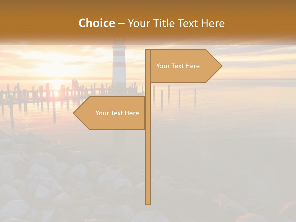 A Red And White Light House Sitting On Top Of A Body Of Water PowerPoint Template