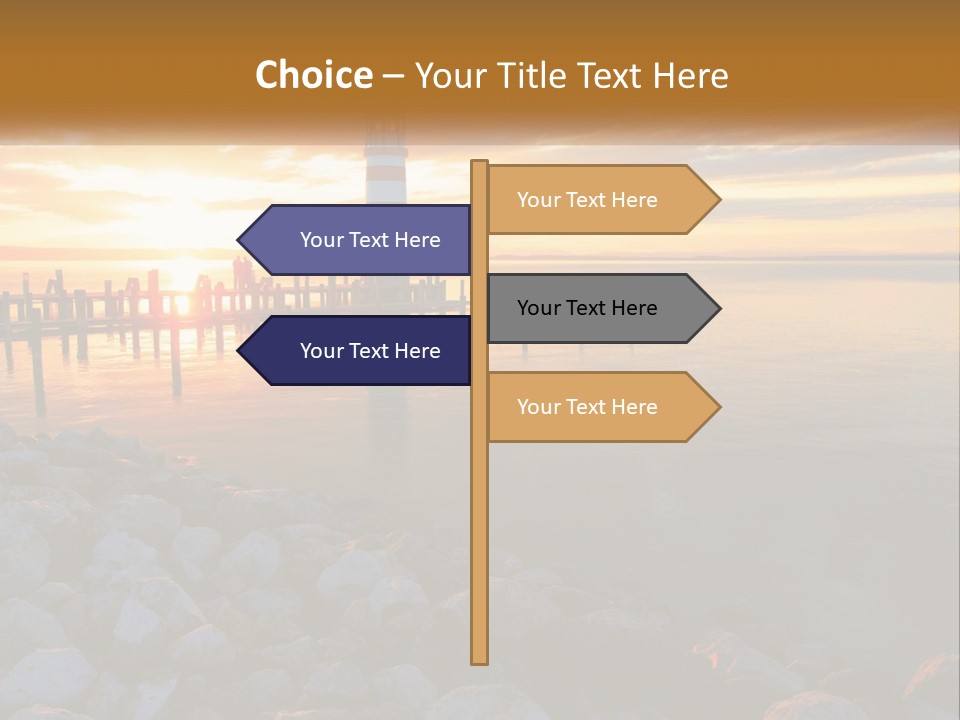 A Red And White Light House Sitting On Top Of A Body Of Water PowerPoint Template