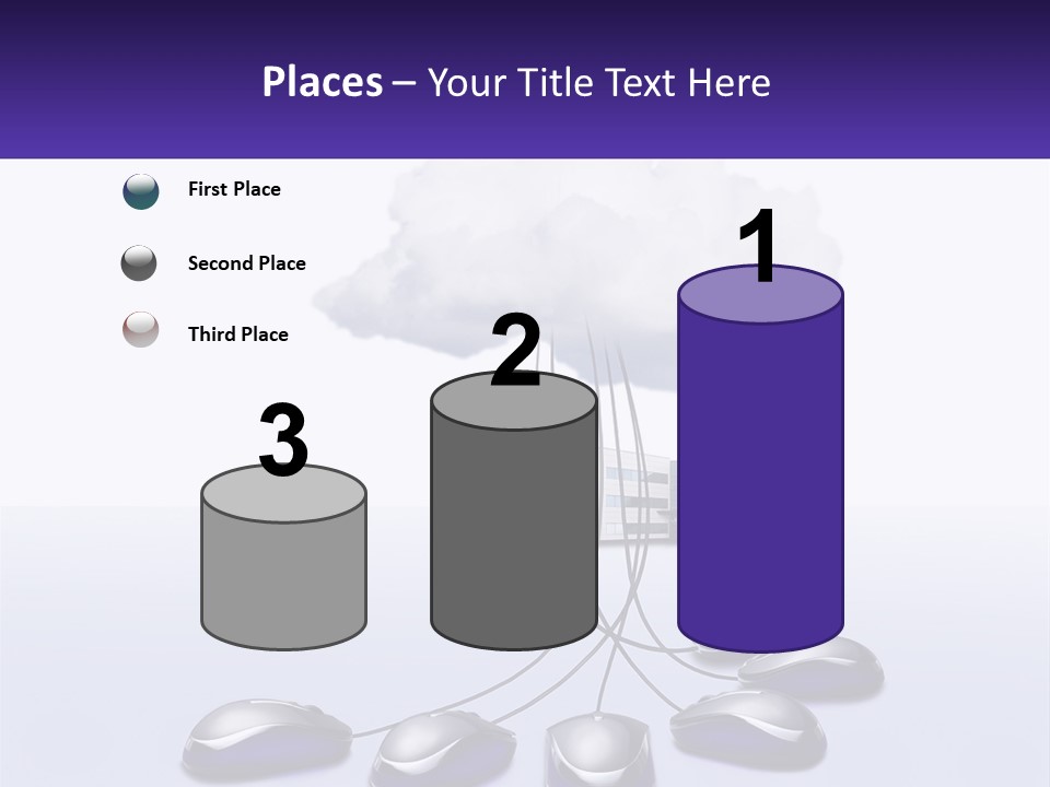 A Computer Mouse Connected To A Cloud With A Building In The Background PowerPoint Template