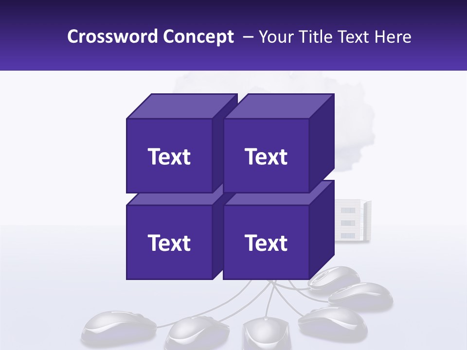 A Computer Mouse Connected To A Cloud With A Building In The Background PowerPoint Template