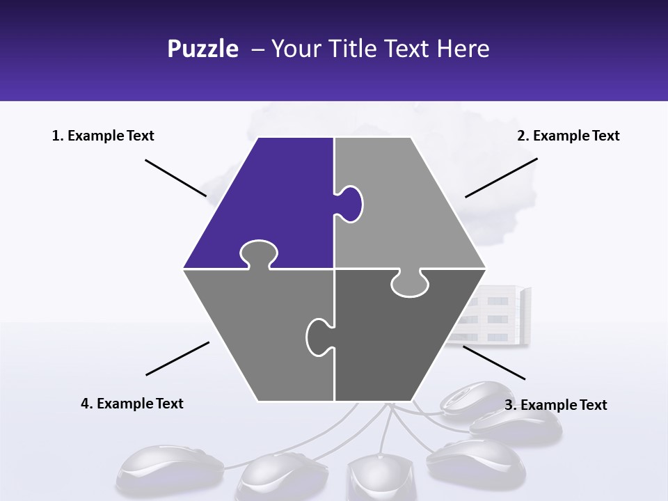 A Computer Mouse Connected To A Cloud With A Building In The Background PowerPoint Template