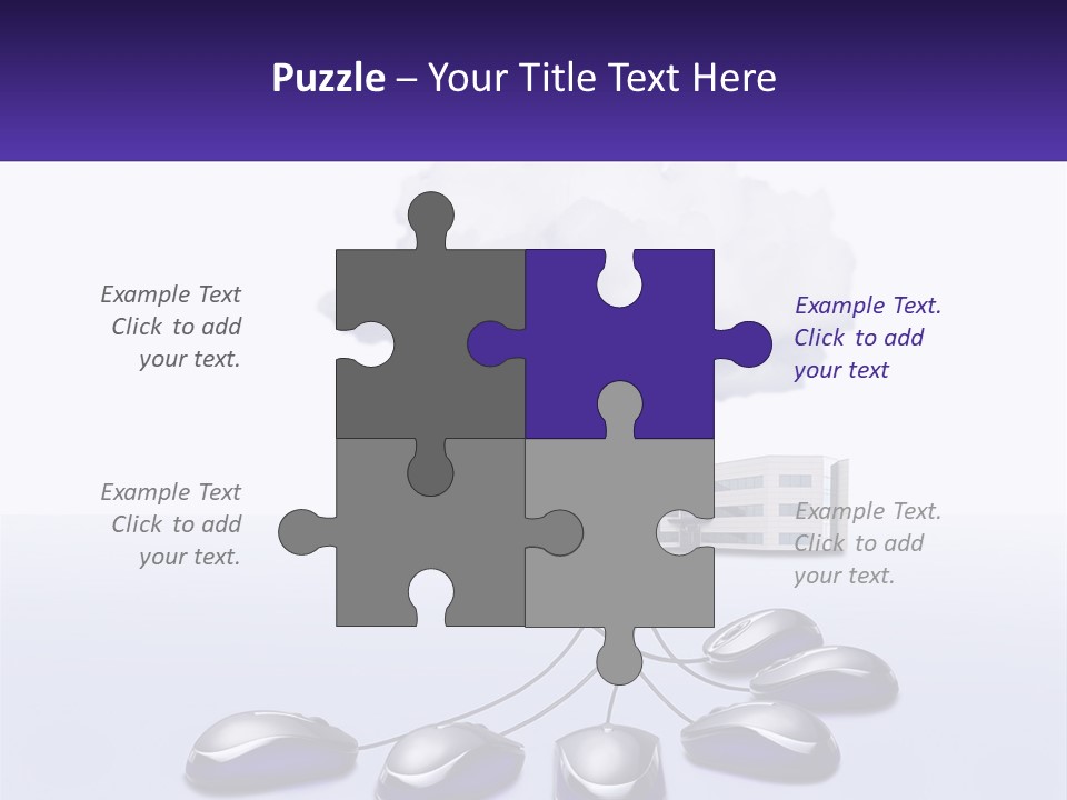 A Computer Mouse Connected To A Cloud With A Building In The Background PowerPoint Template