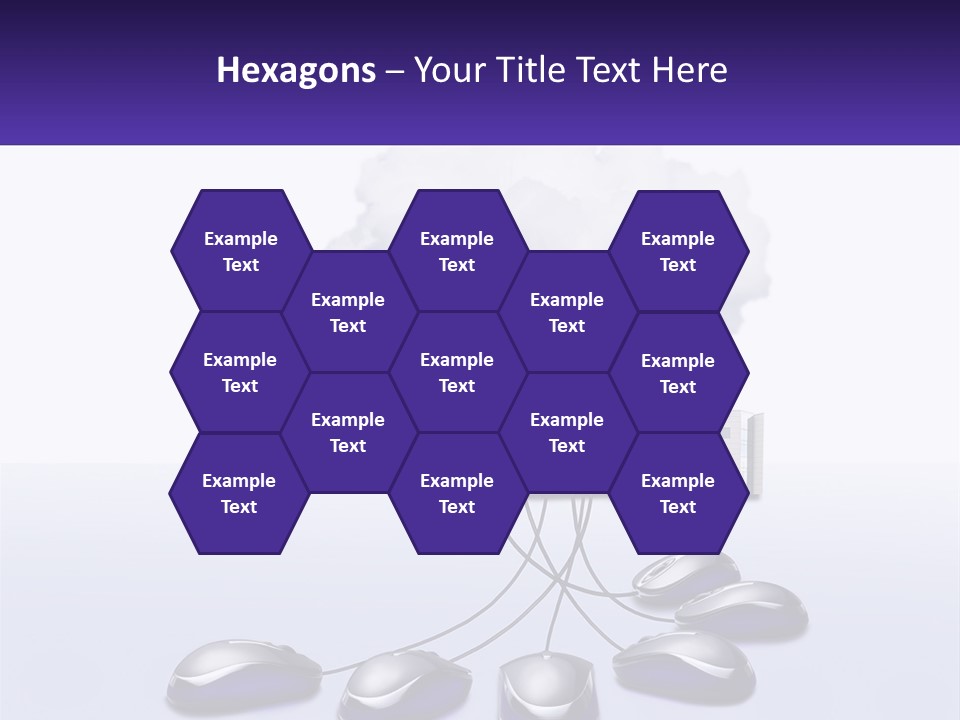 A Computer Mouse Connected To A Cloud With A Building In The Background PowerPoint Template