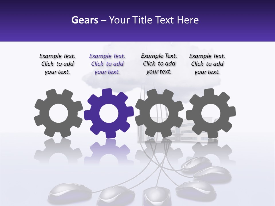 A Computer Mouse Connected To A Cloud With A Building In The Background PowerPoint Template