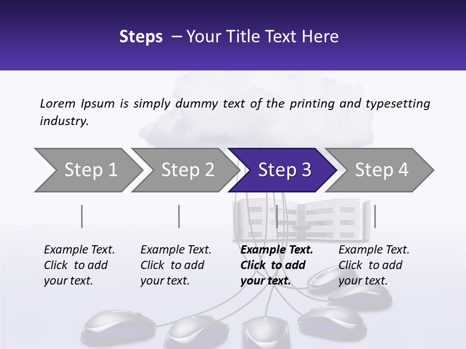 A Computer Mouse Connected To A Cloud With A Building In The Background PowerPoint Template