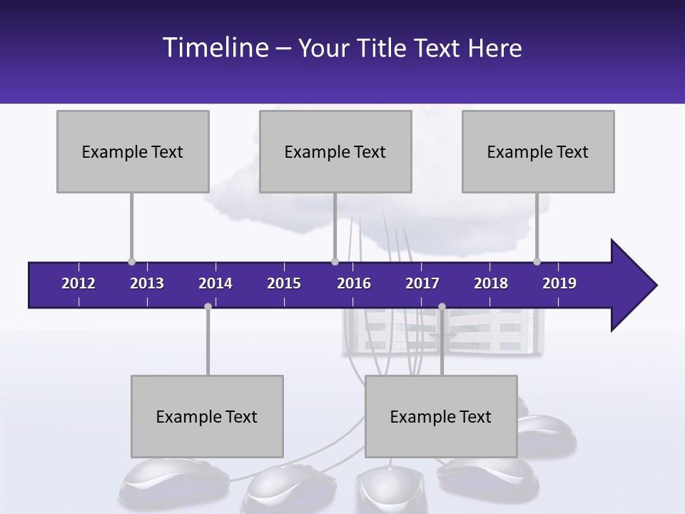 A Computer Mouse Connected To A Cloud With A Building In The Background PowerPoint Template