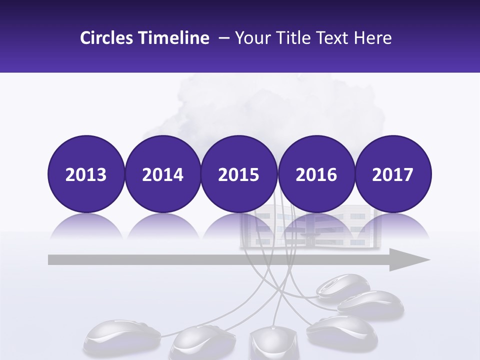 A Computer Mouse Connected To A Cloud With A Building In The Background PowerPoint Template