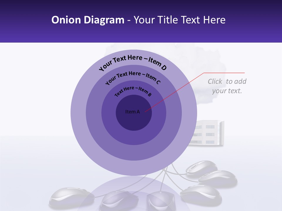 A Computer Mouse Connected To A Cloud With A Building In The Background PowerPoint Template