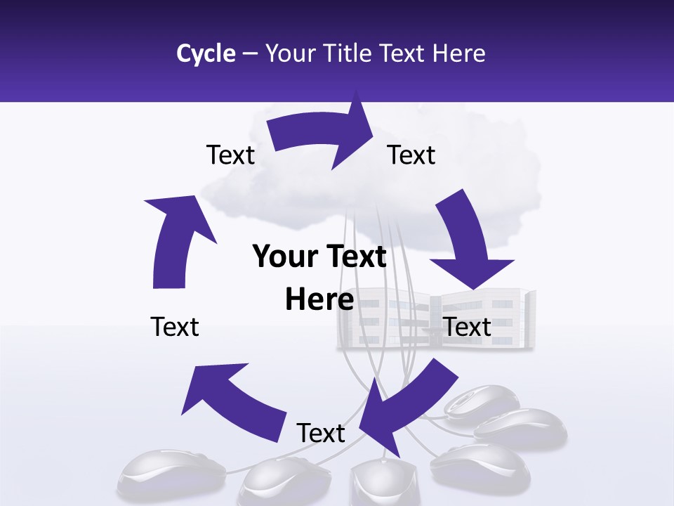 A Computer Mouse Connected To A Cloud With A Building In The Background PowerPoint Template