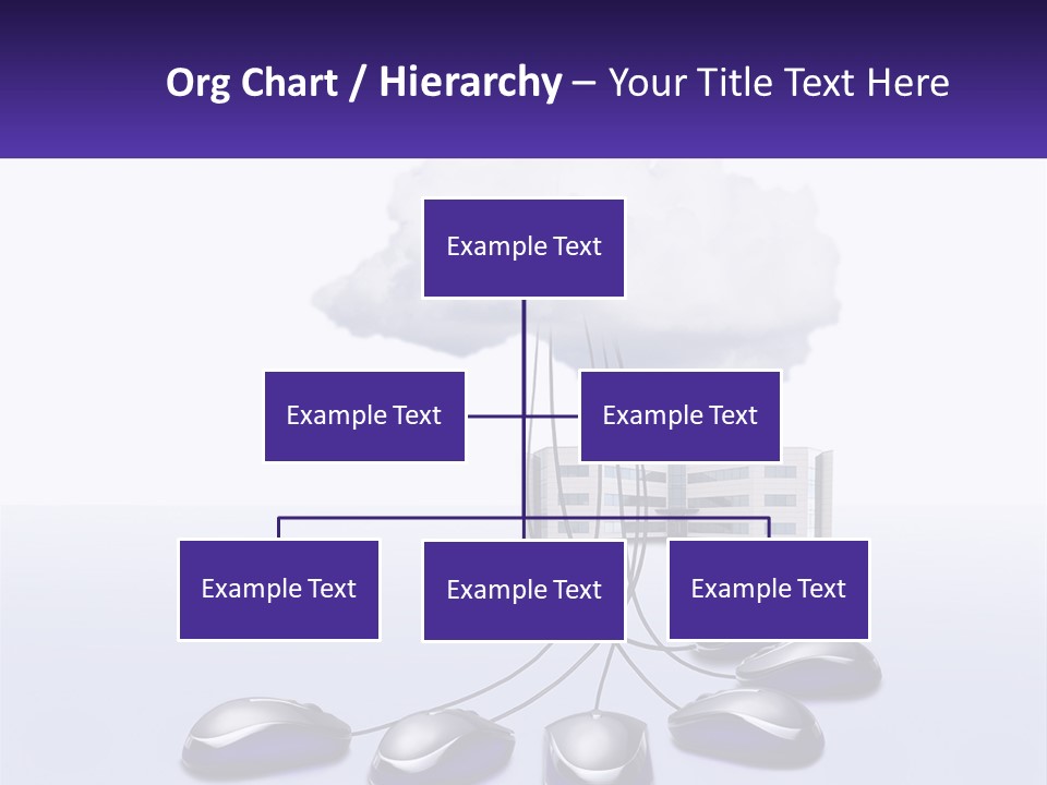 A Computer Mouse Connected To A Cloud With A Building In The Background PowerPoint Template