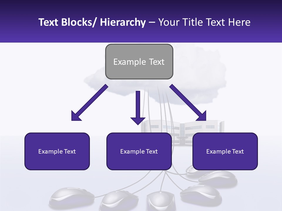 A Computer Mouse Connected To A Cloud With A Building In The Background PowerPoint Template
