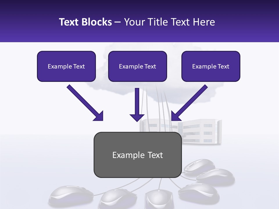 A Computer Mouse Connected To A Cloud With A Building In The Background PowerPoint Template