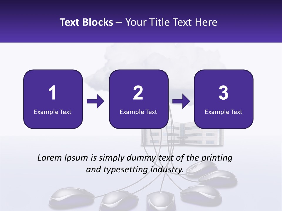 A Computer Mouse Connected To A Cloud With A Building In The Background PowerPoint Template