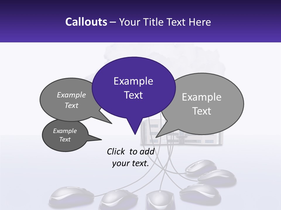 A Computer Mouse Connected To A Cloud With A Building In The Background PowerPoint Template