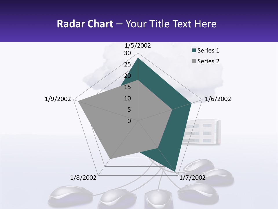 A Computer Mouse Connected To A Cloud With A Building In The Background PowerPoint Template