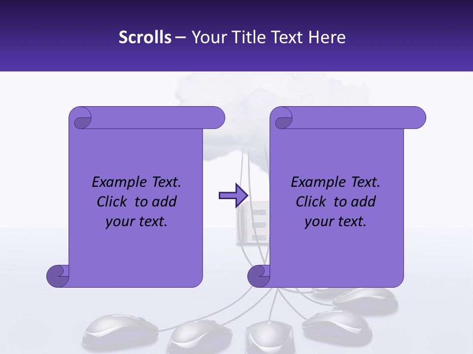 A Computer Mouse Connected To A Cloud With A Building In The Background PowerPoint Template