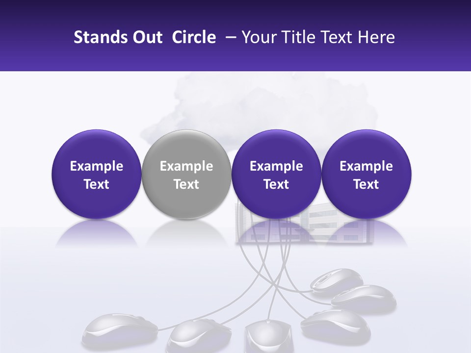 A Computer Mouse Connected To A Cloud With A Building In The Background PowerPoint Template