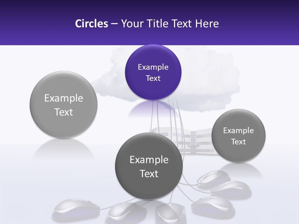 A Computer Mouse Connected To A Cloud With A Building In The Background PowerPoint Template