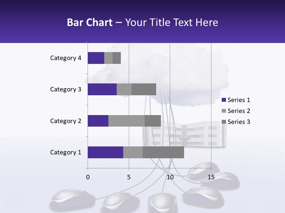 A Computer Mouse Connected To A Cloud With A Building In The Background PowerPoint Template