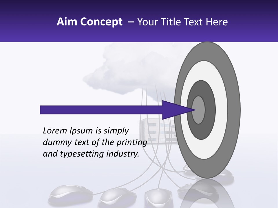 A Computer Mouse Connected To A Cloud With A Building In The Background PowerPoint Template