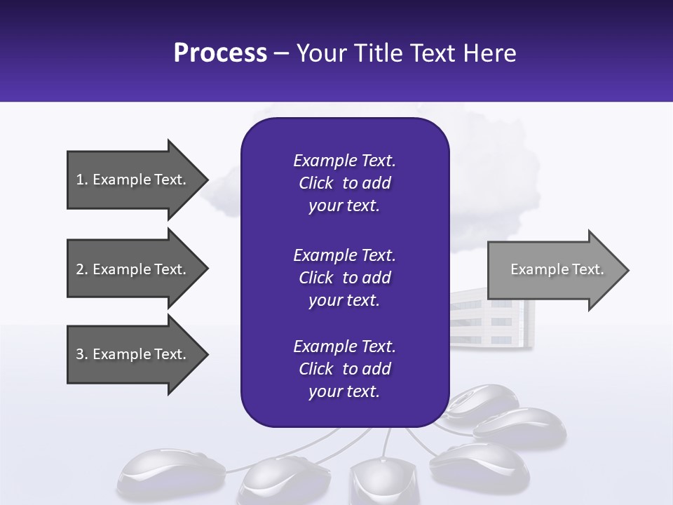 A Computer Mouse Connected To A Cloud With A Building In The Background PowerPoint Template