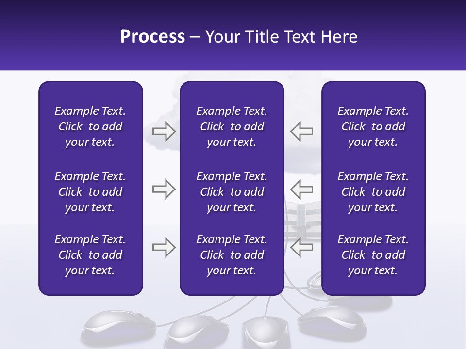 A Computer Mouse Connected To A Cloud With A Building In The Background PowerPoint Template
