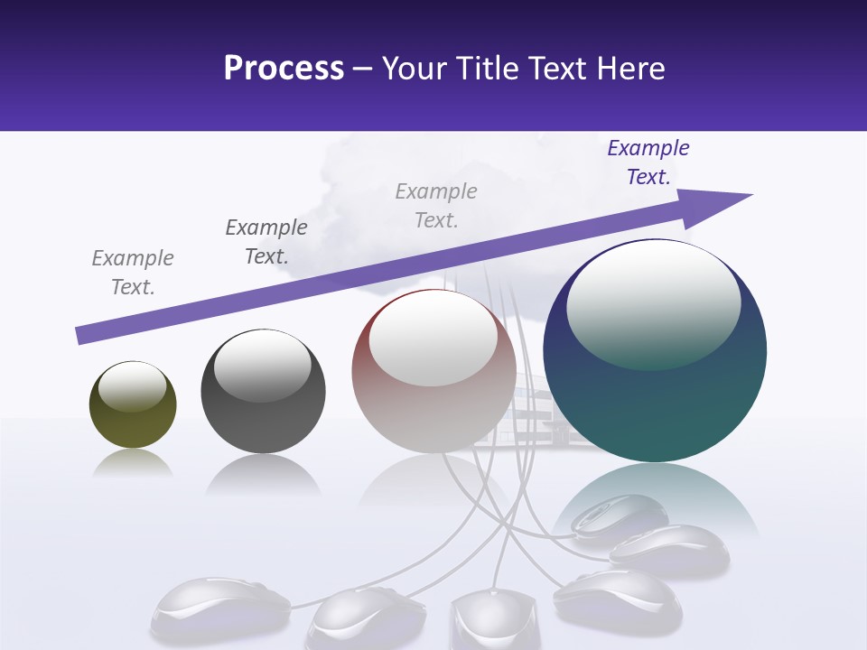 A Computer Mouse Connected To A Cloud With A Building In The Background PowerPoint Template