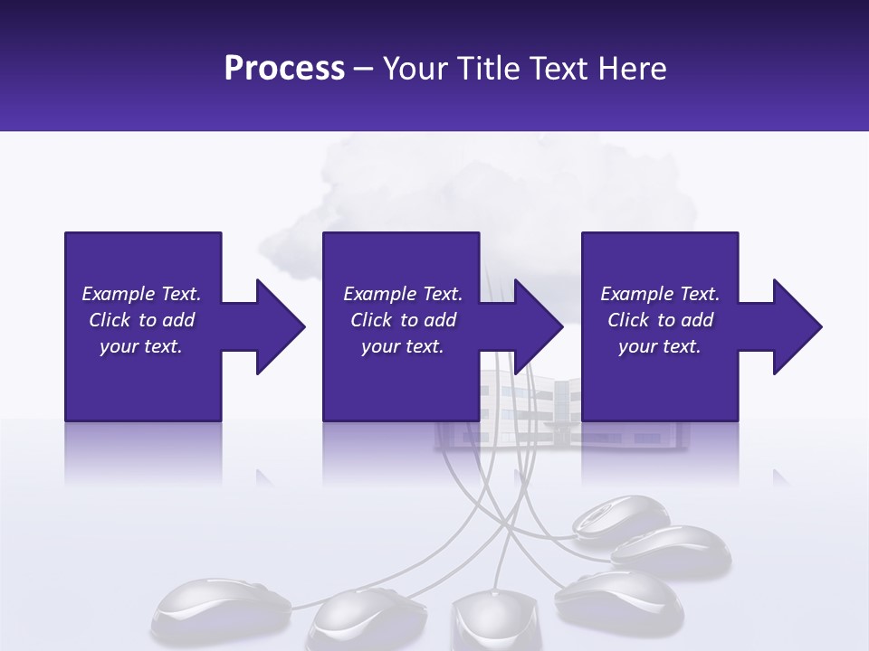 A Computer Mouse Connected To A Cloud With A Building In The Background PowerPoint Template