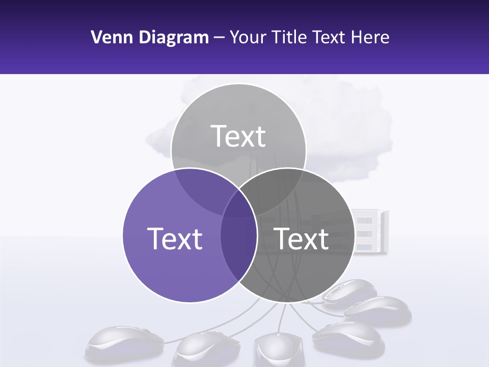 A Computer Mouse Connected To A Cloud With A Building In The Background PowerPoint Template