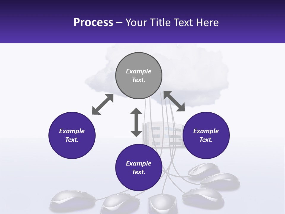 A Computer Mouse Connected To A Cloud With A Building In The Background PowerPoint Template