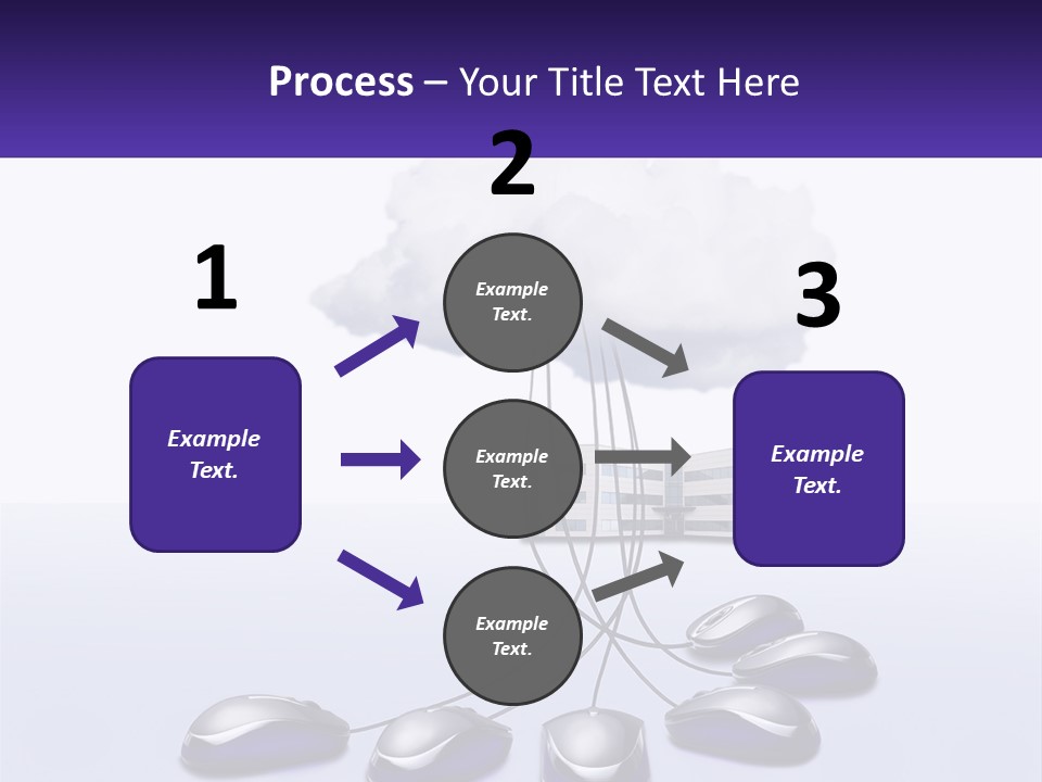 A Computer Mouse Connected To A Cloud With A Building In The Background PowerPoint Template