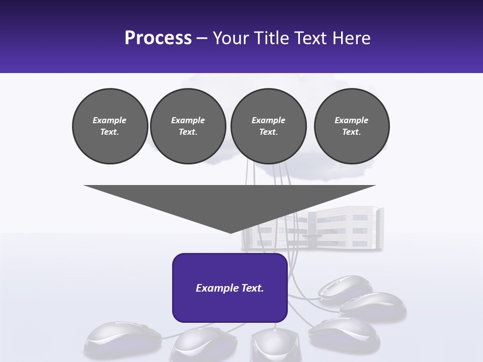 A Computer Mouse Connected To A Cloud With A Building In The Background PowerPoint Template