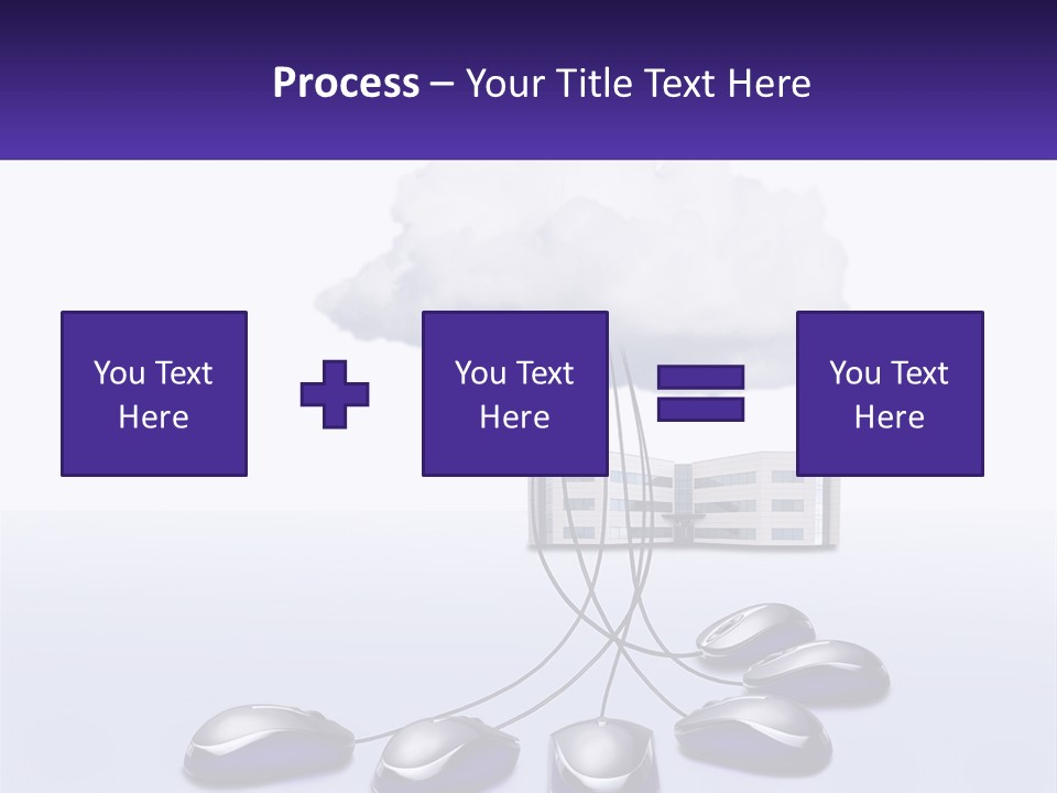 A Computer Mouse Connected To A Cloud With A Building In The Background PowerPoint Template