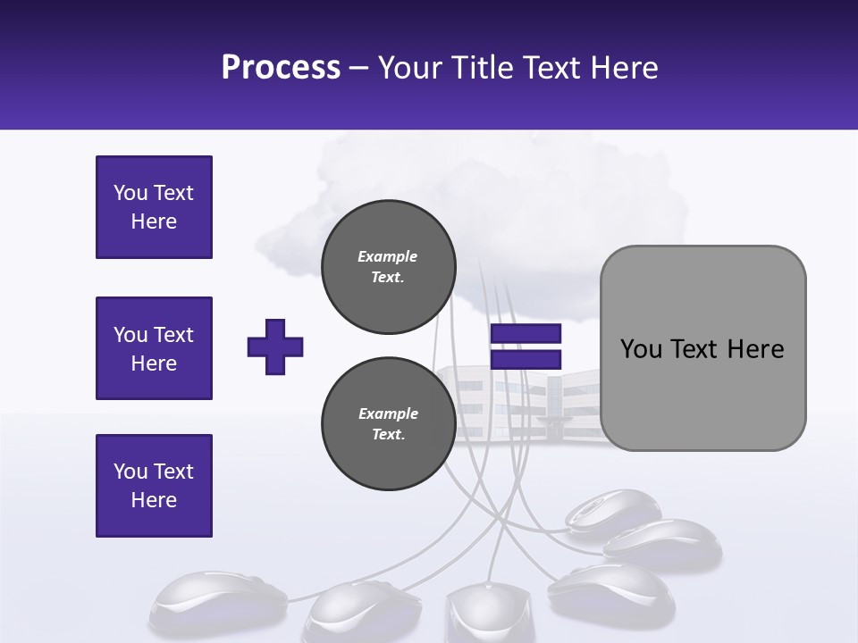 A Computer Mouse Connected To A Cloud With A Building In The Background PowerPoint Template