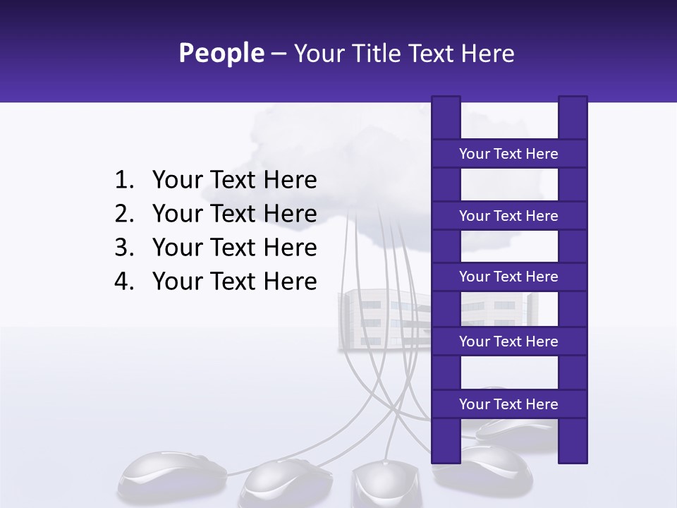 A Computer Mouse Connected To A Cloud With A Building In The Background PowerPoint Template