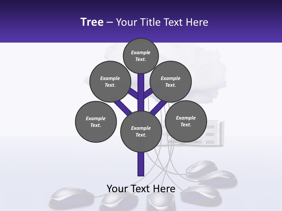 A Computer Mouse Connected To A Cloud With A Building In The Background PowerPoint Template