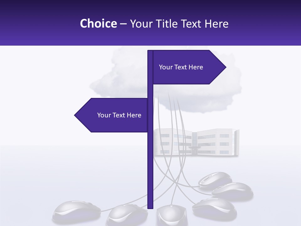A Computer Mouse Connected To A Cloud With A Building In The Background PowerPoint Template