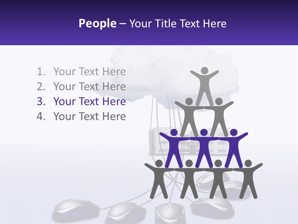 A Computer Mouse Connected To A Cloud With A Building In The Background PowerPoint Template