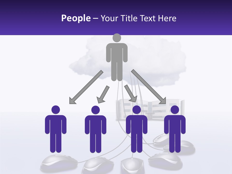 A Computer Mouse Connected To A Cloud With A Building In The Background PowerPoint Template