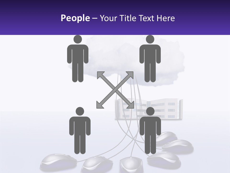 A Computer Mouse Connected To A Cloud With A Building In The Background PowerPoint Template