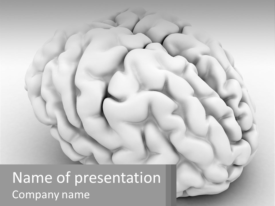 A White Brain Is Shown With A Gray Background PowerPoint Template