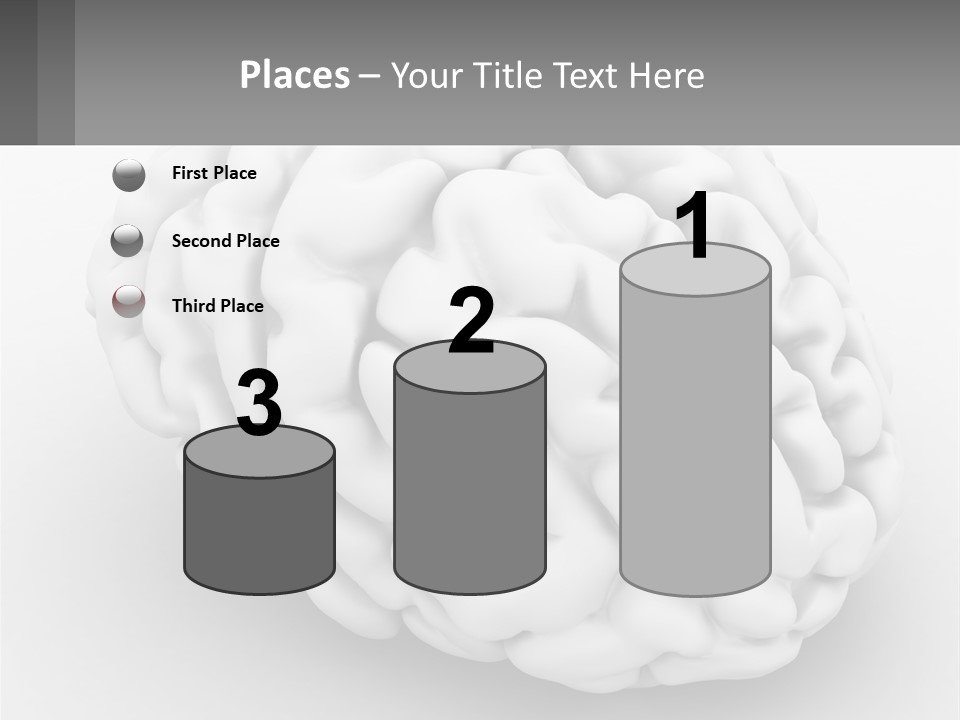 A White Brain Is Shown With A Gray Background PowerPoint Template